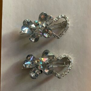 Rhinestone heart hair clips Barrett's